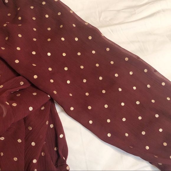 Abercrombie & Fitch Sheer Burgundy Blouse - Picture 4 of 4